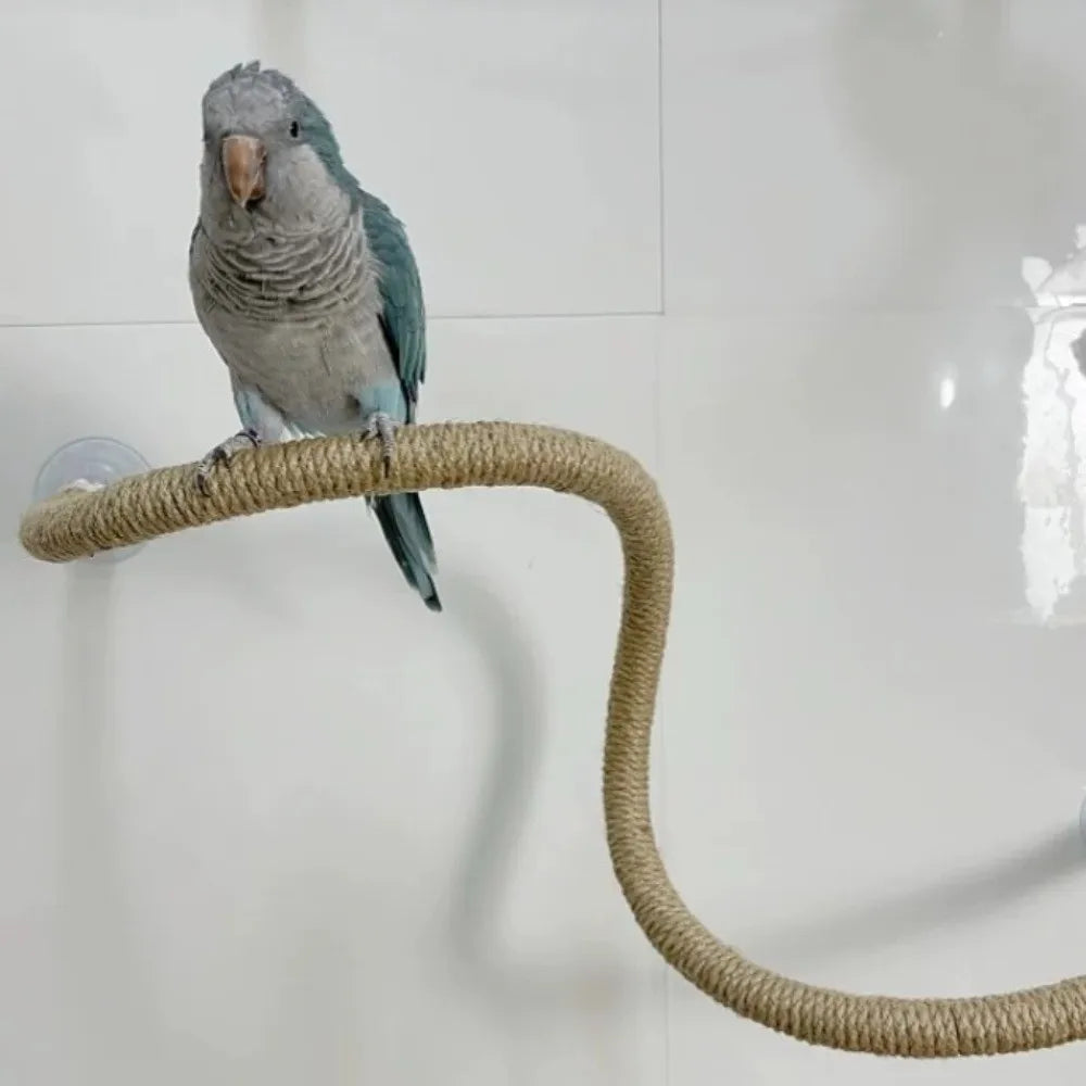 Bendable Linen Rope Bird Perch with Suction Cup – 4 Sizes Bird Perch Babs