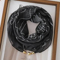 Women's Lightweight Printed Magnetic Clasp Scarf | All-Season Women's Fashion Scarf Babs Black