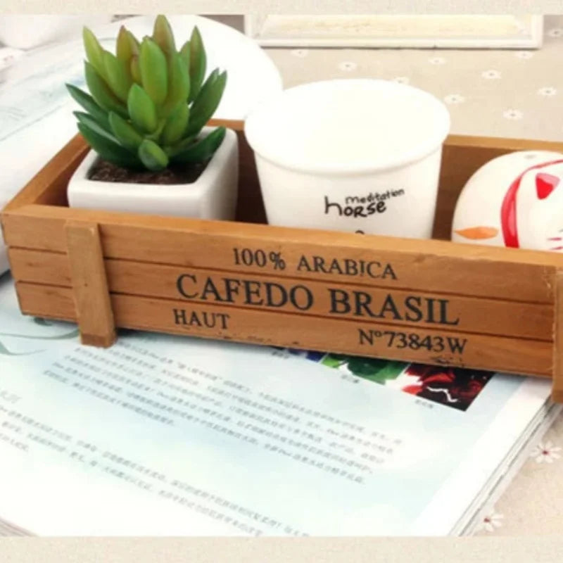 Retro Wooden Storage Box – Succulent Planter & Desk Organizer Wooden Storage Box Babs