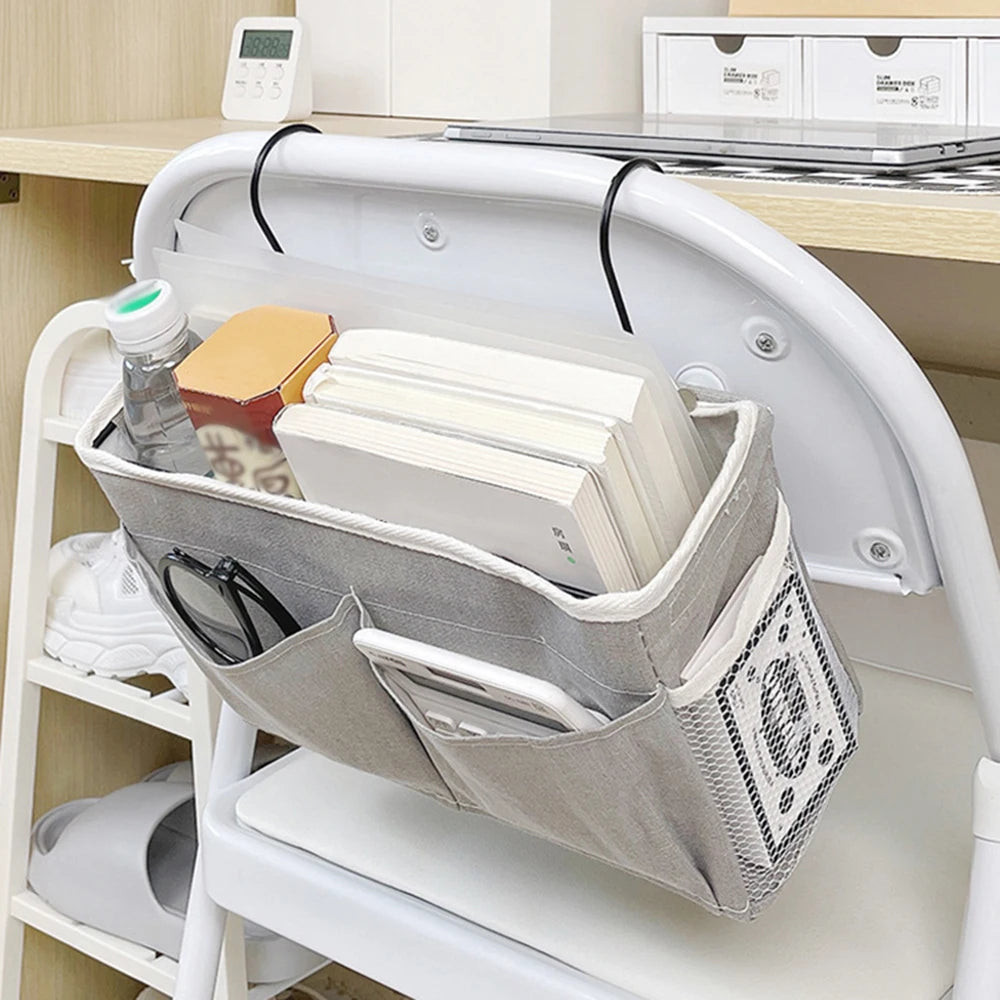 HOMEFISH Bedside Hanging Storage Basket – Dorm Organizer Bag Hanging Storage Basket Babs