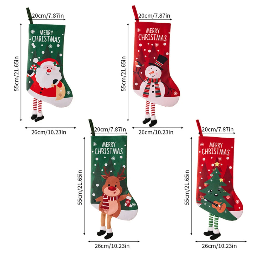 Large Christmas Stockings – Santa & Snowman Holiday Decor Christmas Stocking Babs