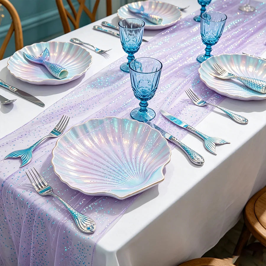 Glitter Sequin Iridescent Table Runner – Boho Wedding & Party Sequin Table Runner Babs
