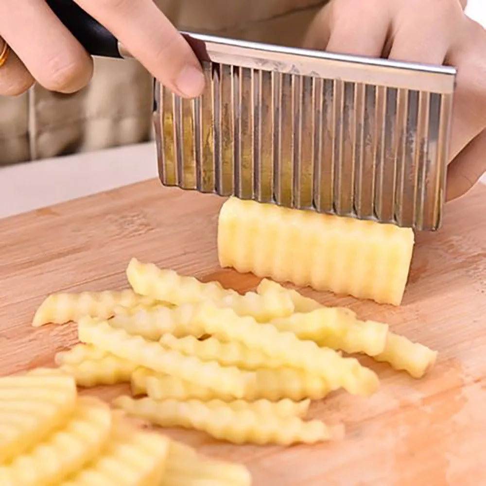Stainless Steel Wavy Crinkle Cutter Knife – Potato & Veggie Slicer Crinkle Cutter Knife Babs
