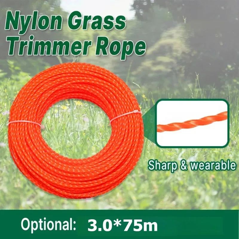 75m Spiral Nylon Grass Trimmer Line 3.0mm – Strimmer Wire Trimmer Line Spool Babs