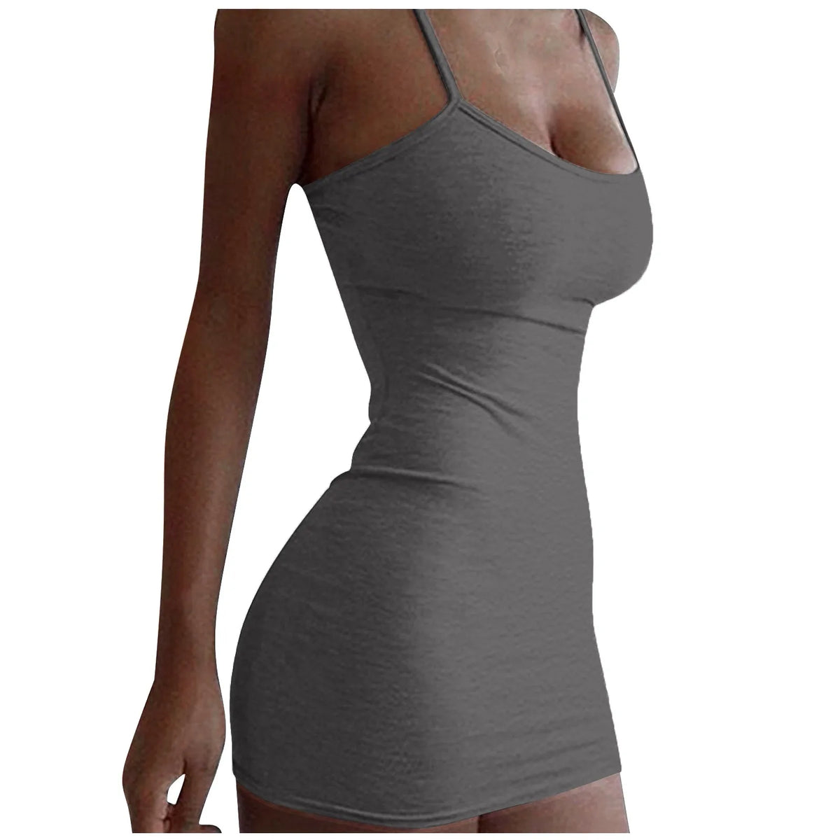Women's Spaghetti Strap Nightgown Sleeveless V-Neck Sleepwear Women's Nightgown Babs Gray L
