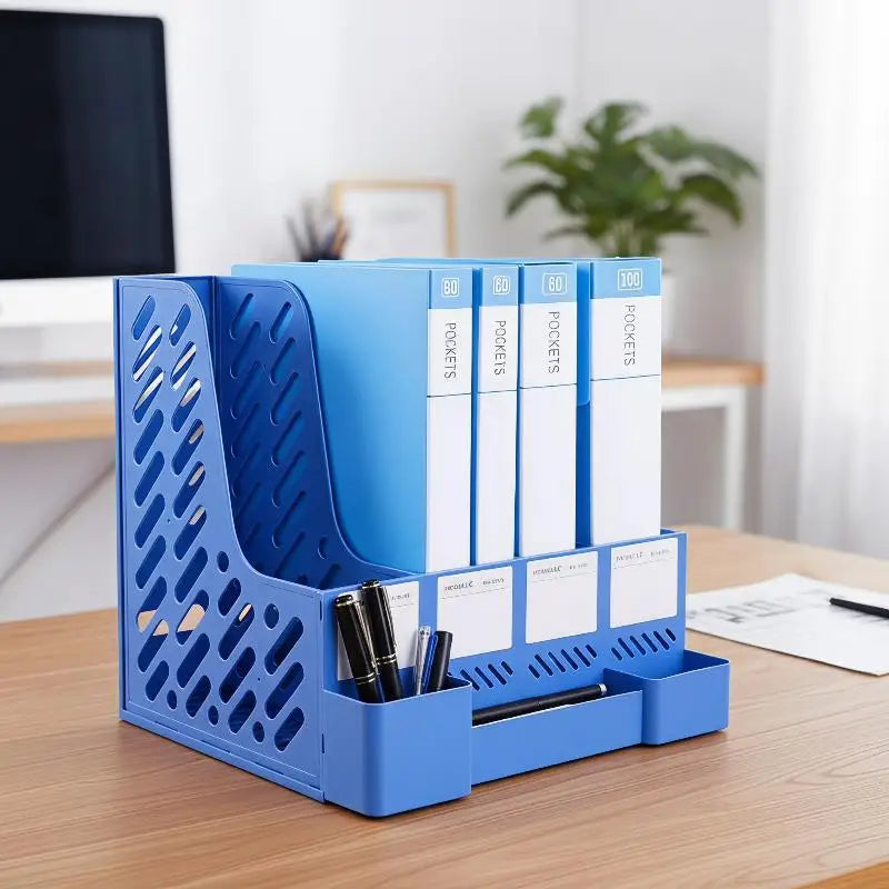4-Column File Rack Desk Organizer – Books, Pens & Documents Desk File Organizer Babs