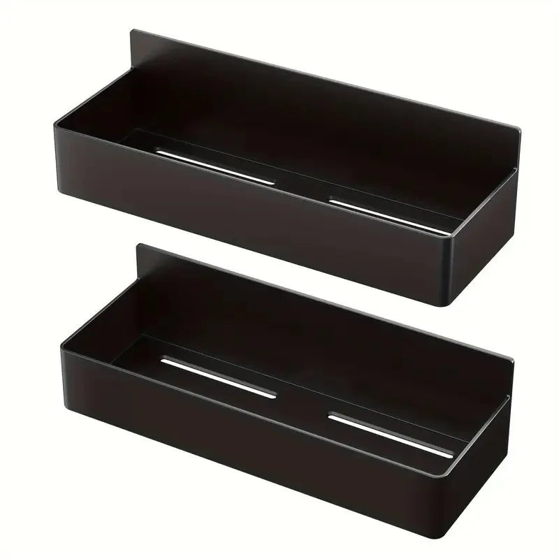 2-Pack Magnetic Spice Rack for Fridge – No-Tools Kitchen Shelf Magnetic Storage Rack Babs Black - 2pcs