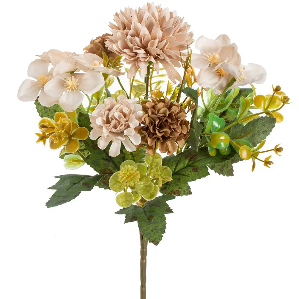 Silk Hydrangea Carnation Artificial Flowers – Wedding & Home Artificial Silk Flowers Babs Dark Khaki 2 pcs