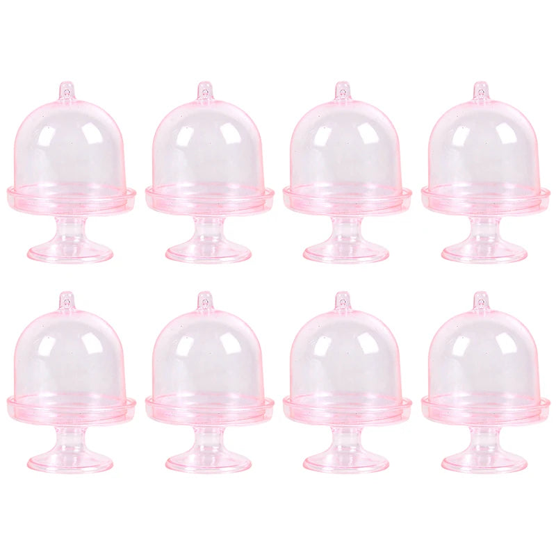 Clear Mini Cupcake Dessert Display Stand with Lid – 4/8pcs Cupcake Display Stand Babs Pink 8pcs