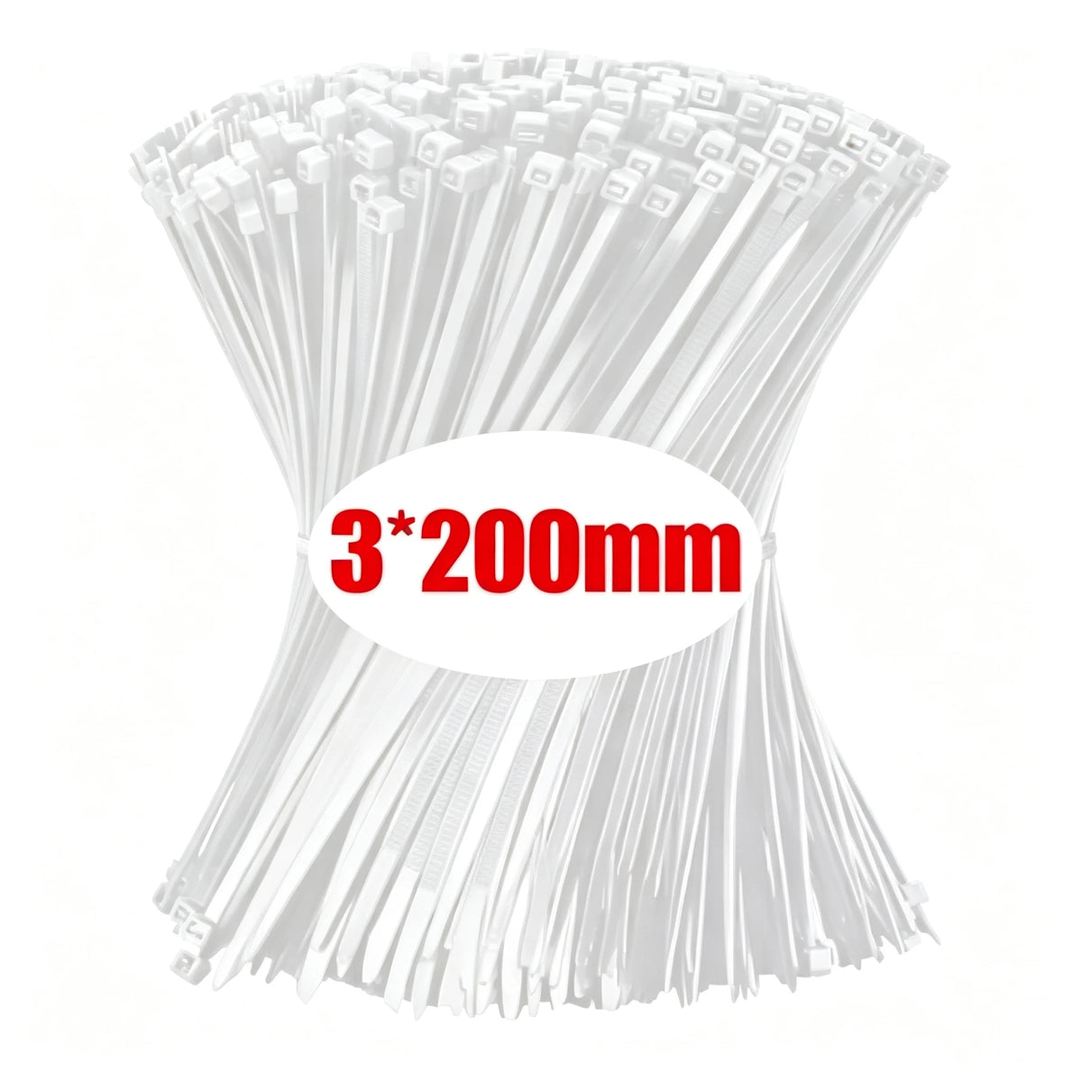 500Pcs Nylon Self-Locking Zip Cable Ties – Home & Office Nylon Cable Ties Babs White-3x200mm 500pcs