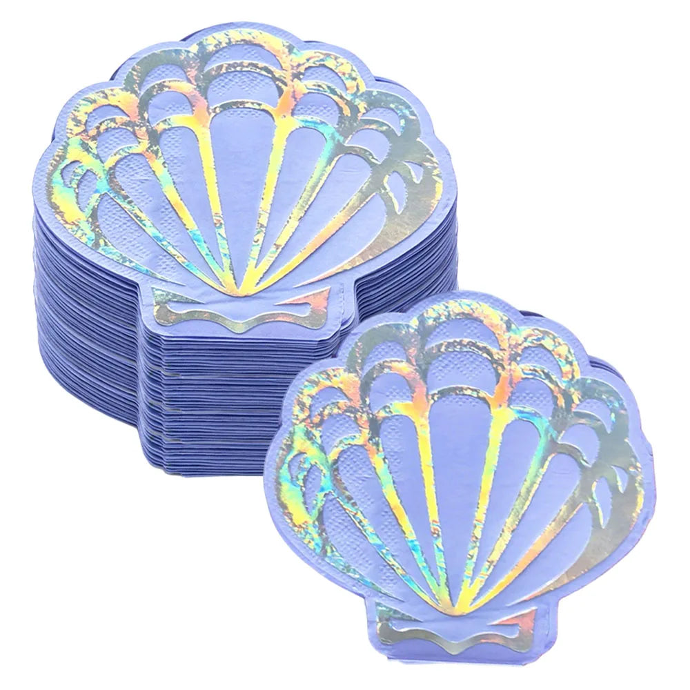Seashell Paper Napkins – Mermaid Ocean Party Cocktail Décor Disposable Party Napkins Babs