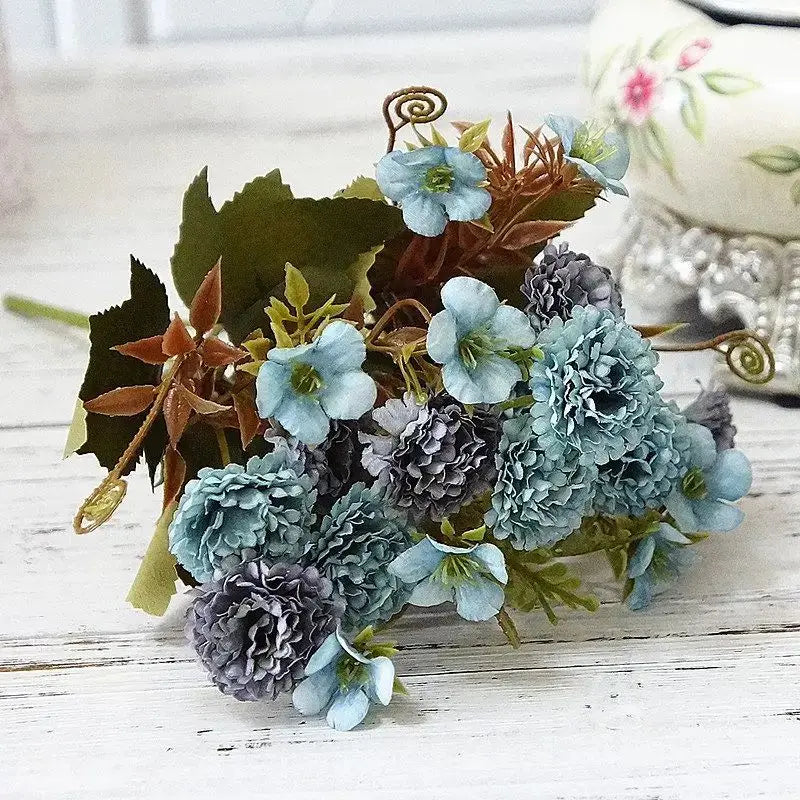 Silk Carnation Artificial Flower Wreath – Fade-Resistant Décor Artificial Flower Wreath Babs SKY BLUE 2 pcs