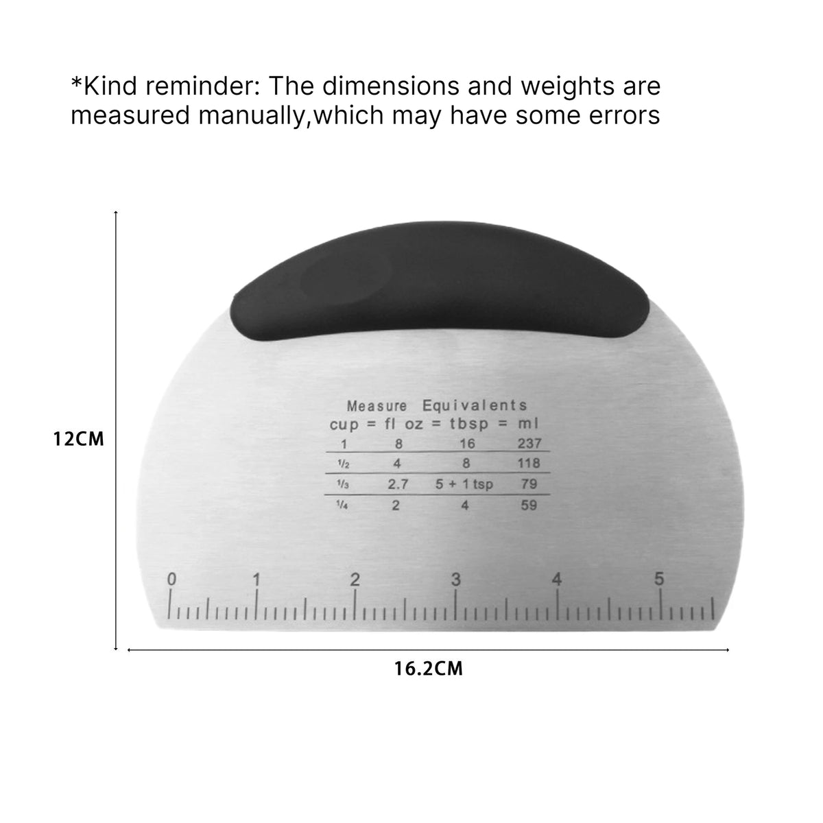 Stainless Steel Bread Knife & Cake Scraper with Scale | Baking Tool Baking Scraper Spatula Babs Black 1PC