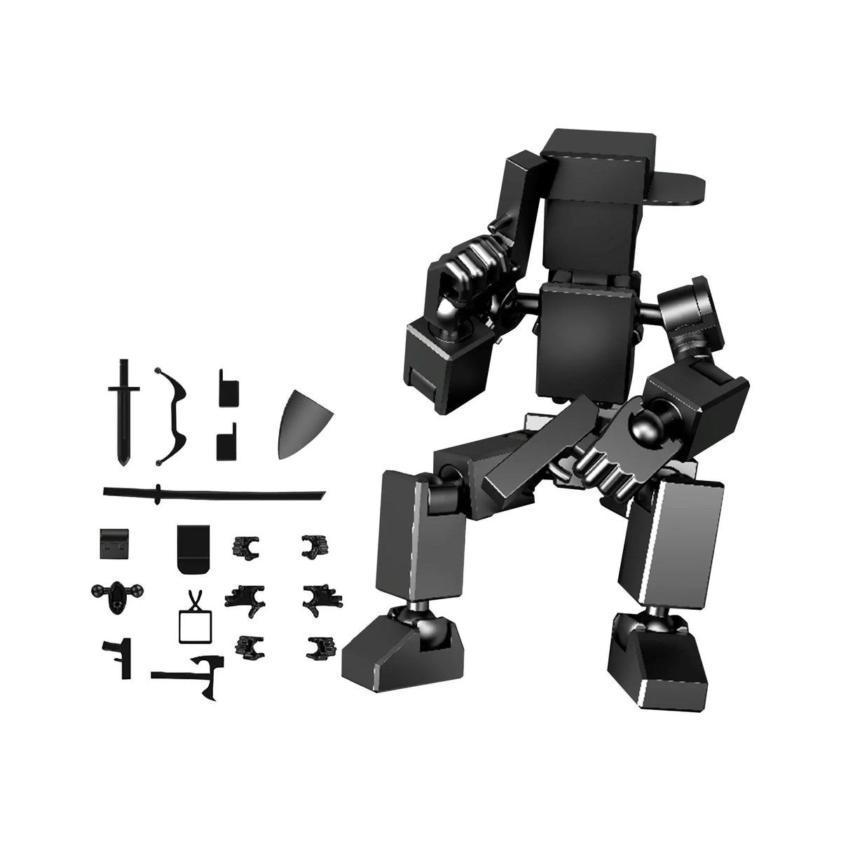 Mini Robot Action Figure Set with Accessories – Desk Decor Toy Robot Action Figure Babs Black One Size