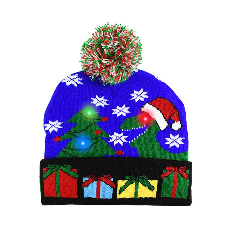 LED Light-Up Christmas Knitted Beanie Hat – Kids & Adults Light-Up Beanie Hat Babs B 1Pcs