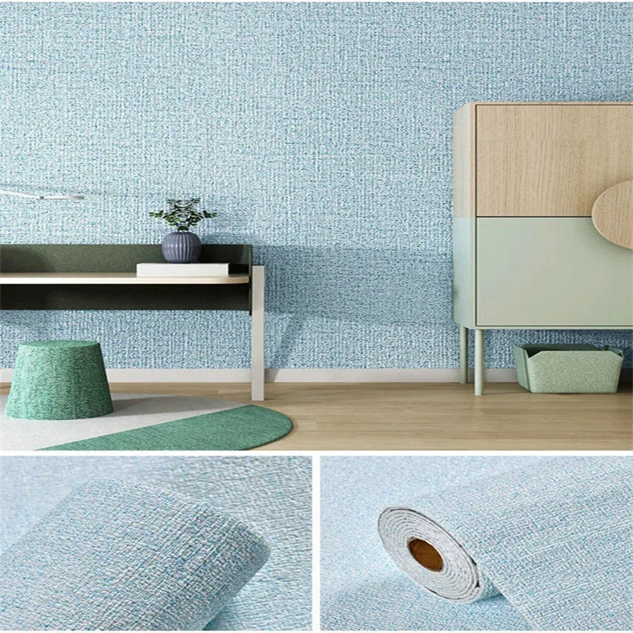 3D Self-Adhesive Wallpaper – Waterproof Wall Panel Decor Self-Adhesive Wallpaper Babs Linen Blue 280cmx50cm