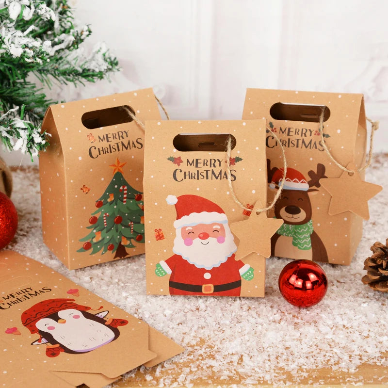 Christmas Kraft Paper Candy Gift Boxes with Tags – 6/12/24 Pcs Holiday Gift Boxes Babs