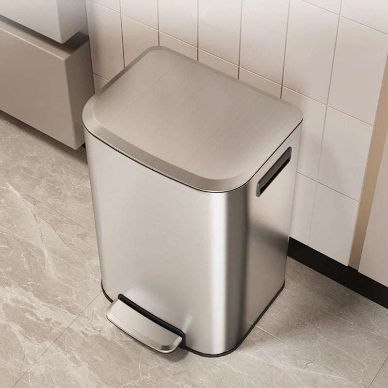 Stainless Steel Pedal Trash Can – 8L Rectangular Dustbin Pedal Trash Can Babs