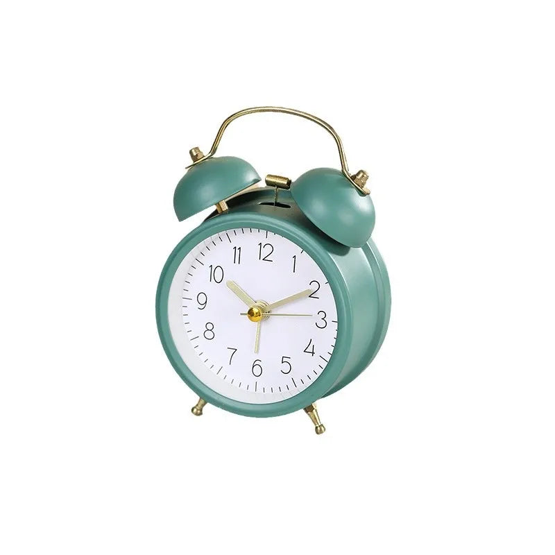 Cute Twin Bell Metal Alarm Clock with Night Light – Analog Analog Alarm Clock Babs