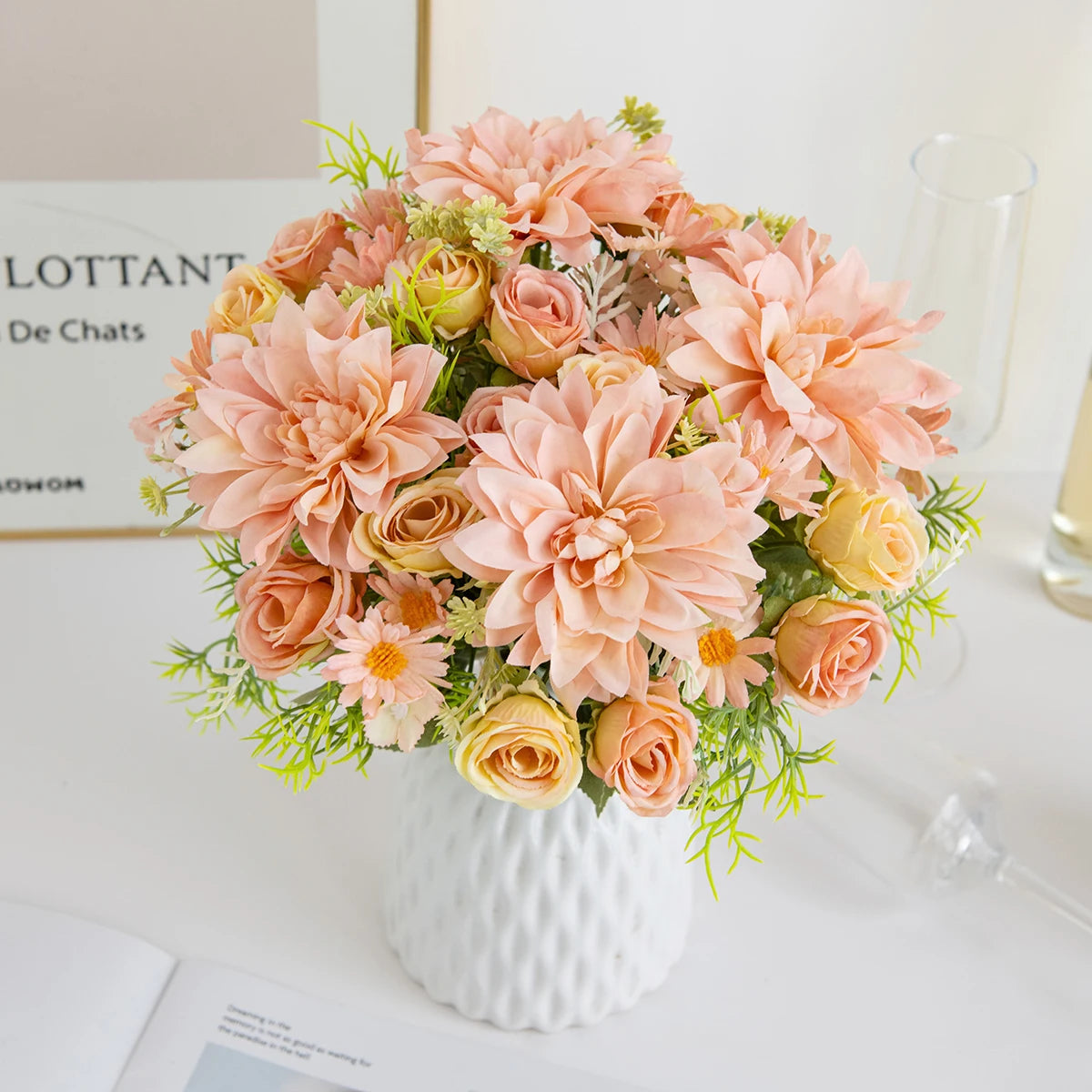 Artificial Silk Dahlia Hydrangea Rose Bouquet | Home & Wedding Artificial Flower Bouquet Babs