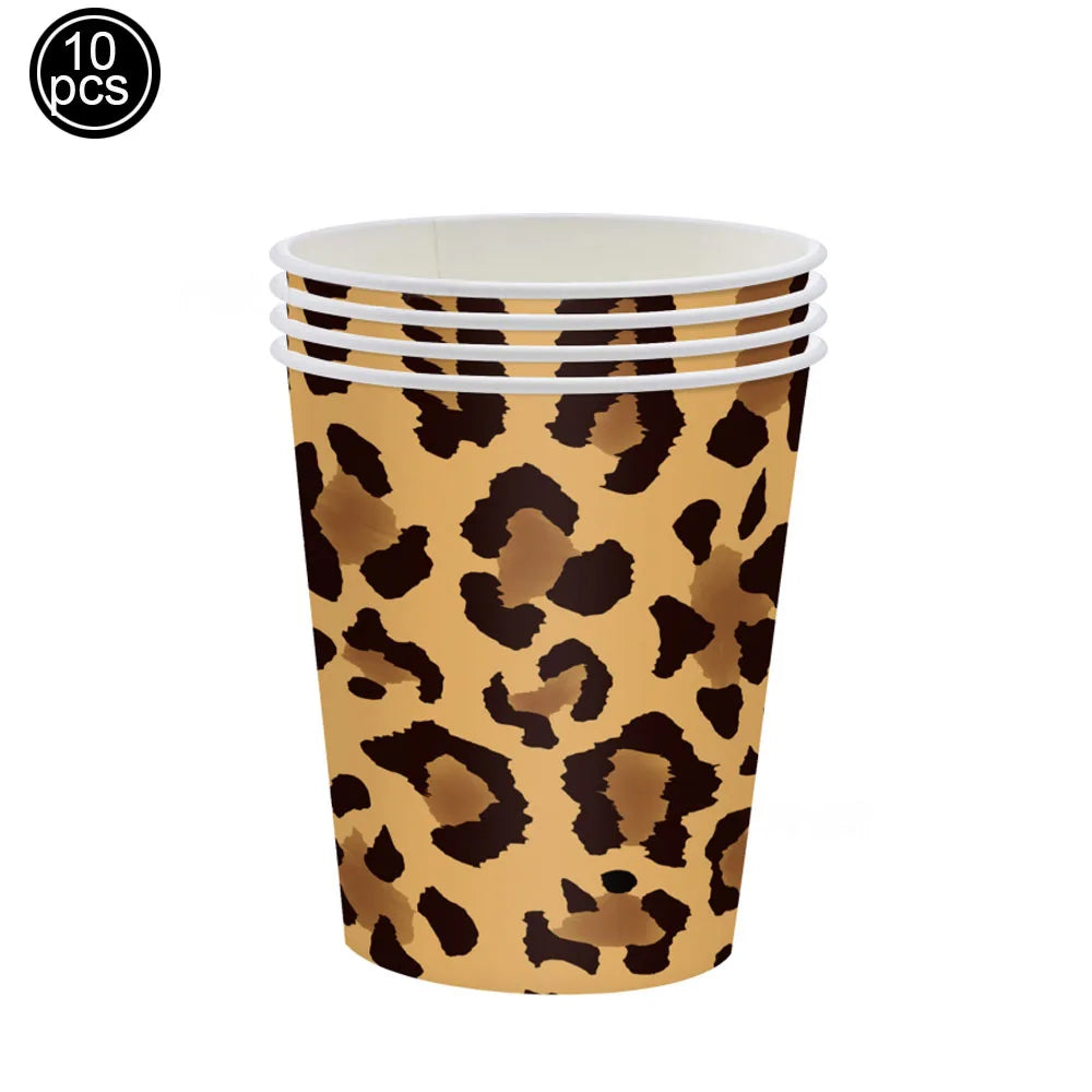 Leopard Print Party Supplies – Banner, Plates, Cups & Napkins Party Tableware Set Babs Olive
