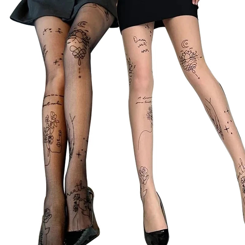 Women's Patterned Black Tights – Floral Print Pantyhose Patterned Pantyhose Tights Babs