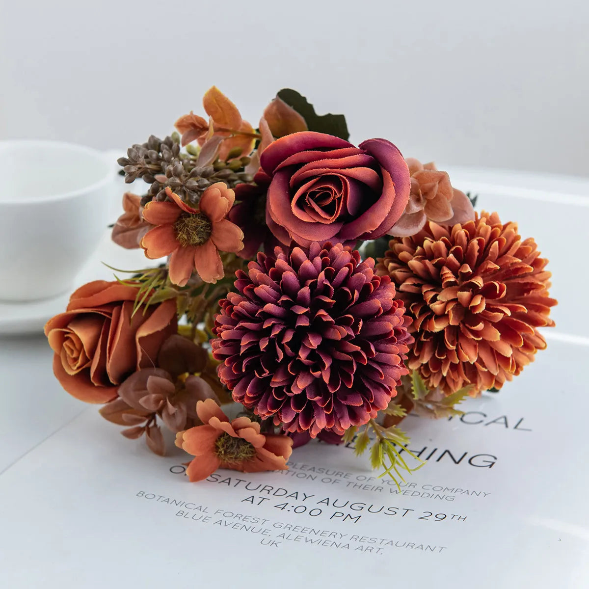 Silk Rose Artificial Bouquet – Wedding & Home Décor Flowers Artificial Flower Bouquet Babs color 4 1 pc