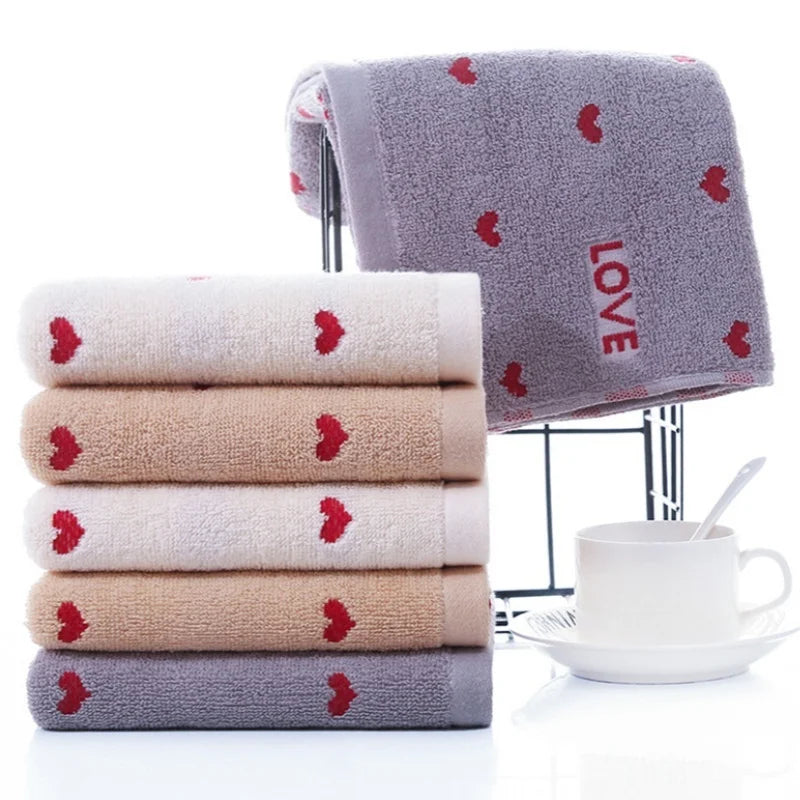 Quick-Dry Cotton Face Towels with Heart Pattern | Babs Cotton Face Towel Babs