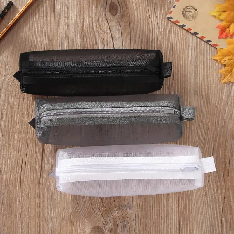 HUXUAN Mesh Pencil Case Transparent Pouch School & Office Mesh Pencil Case Babs
