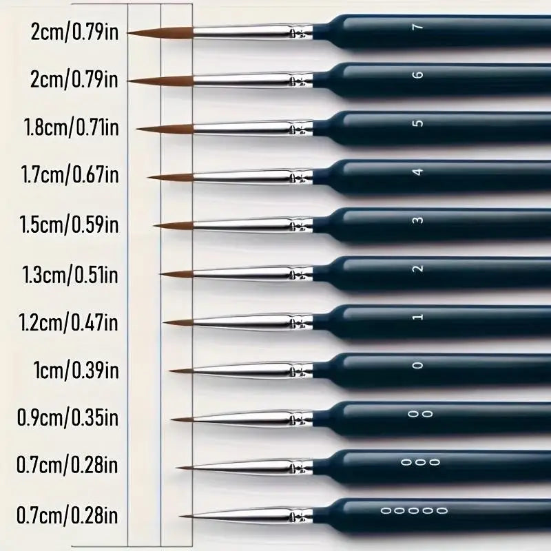 11Pc Fine Tip Liner Paint Brush Set – Acrylic, Watercolor & Nail Art Fine Liner Brush Set Babs 11pcs