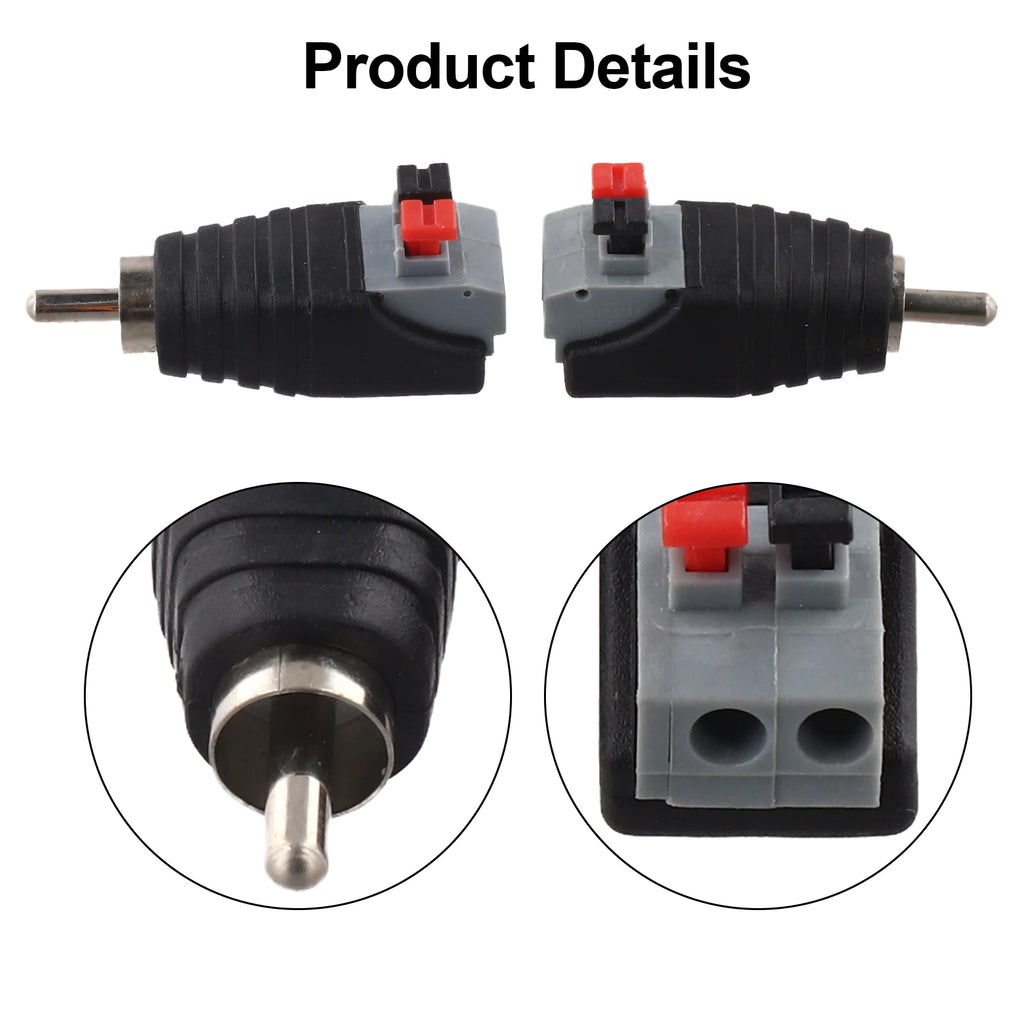 2PCS RCA Male Connector Adapter | Speaker Wire to Audio Jack RCA Cable Adapter Babs