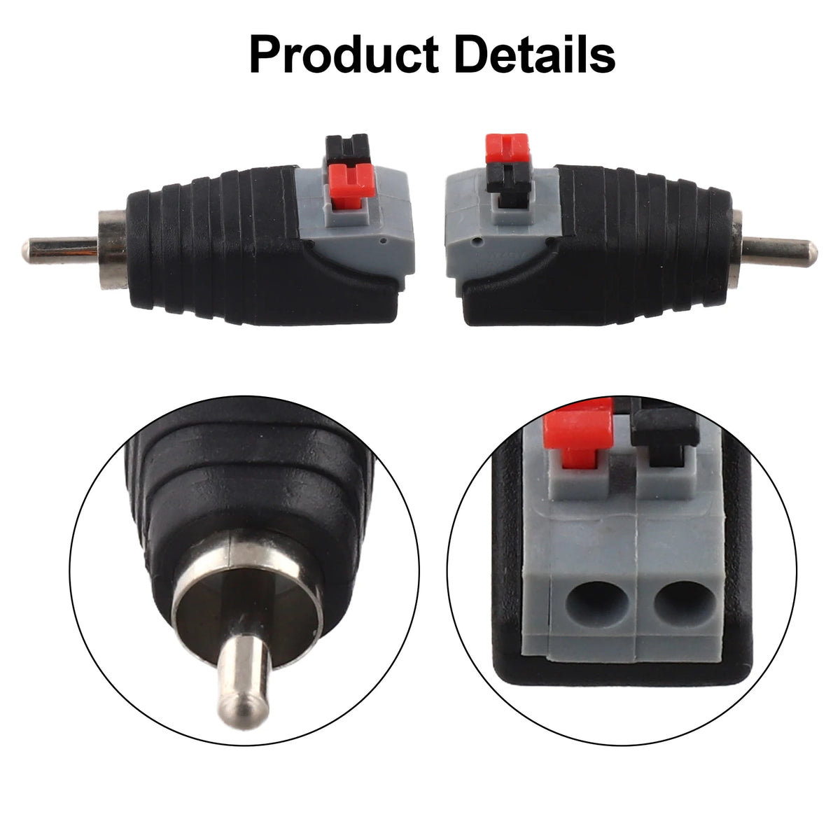 2PCS RCA Male Connector Adapter | Speaker Wire to Audio Jack RCA Cable Adapter Babs