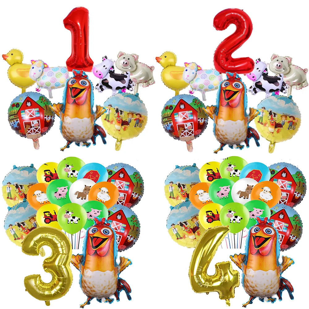 Farm Animal Foil Balloons Set – Cow Sheep Duck Pig Party Decor Party Balloons Set Babs
