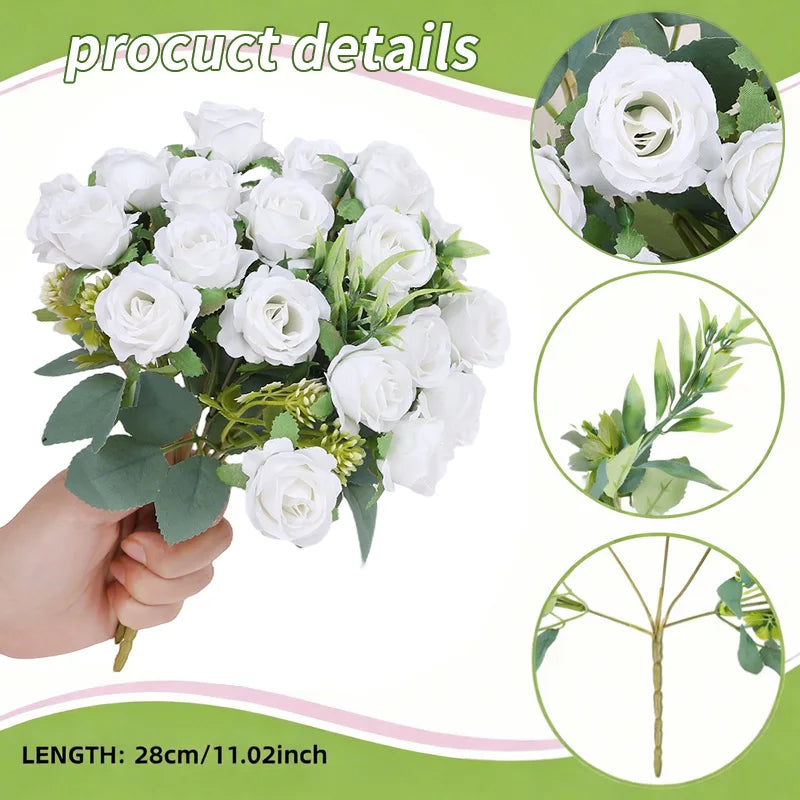 Silk Rose Artificial Flower Bouquet – Wedding & Home Decor Artificial Flower Bouquet Babs