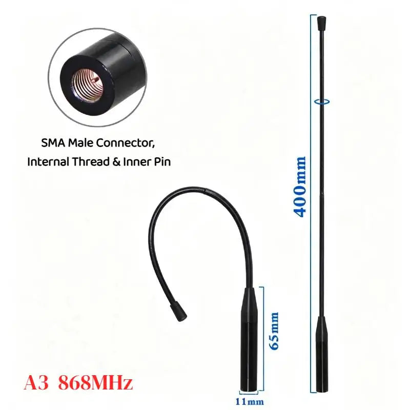 868MHz 915MHz Flexible Whip Antenna – LoRa IoT SMA Male RF Whip Antenna Babs A3