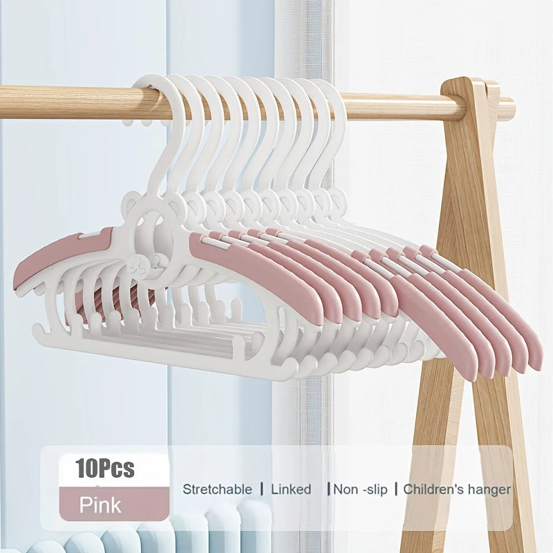 Adjustable Non-Slip Kids Clothes Hangers – Pink & Grey Kids Clothes Hangers Babs 10Pcs Pink