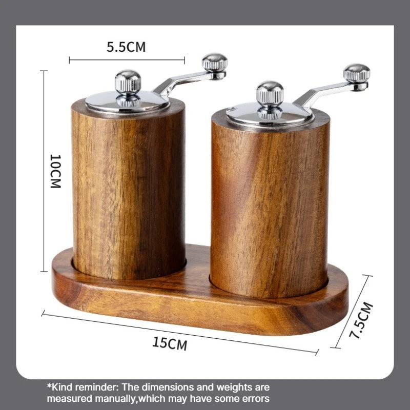 Solid Wood Hand Crank Pepper & Salt Mill | Ceramic Grinder Spice Mill Grinder Babs