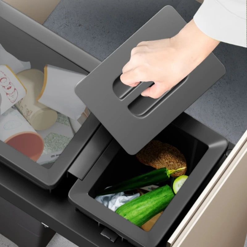 Cabinet-Mounted Kitchen Waste Bin | Large Capacity & Odor-Seal Lid Cabinet Waste Bin Babs