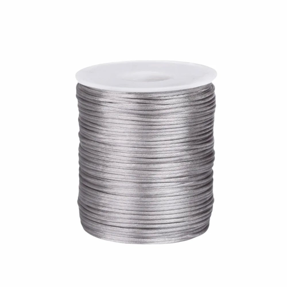 100m Satin Rattail Cord 1.5mm Braided Beading String for Crafts Craft Cord Babs Grey
