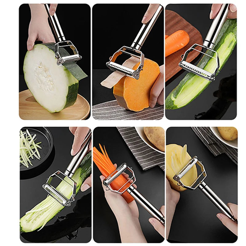Dual Julienne & Vegetable Peeler – Stainless Steel Zoodles Maker Julienne Vegetable Peeler Babs