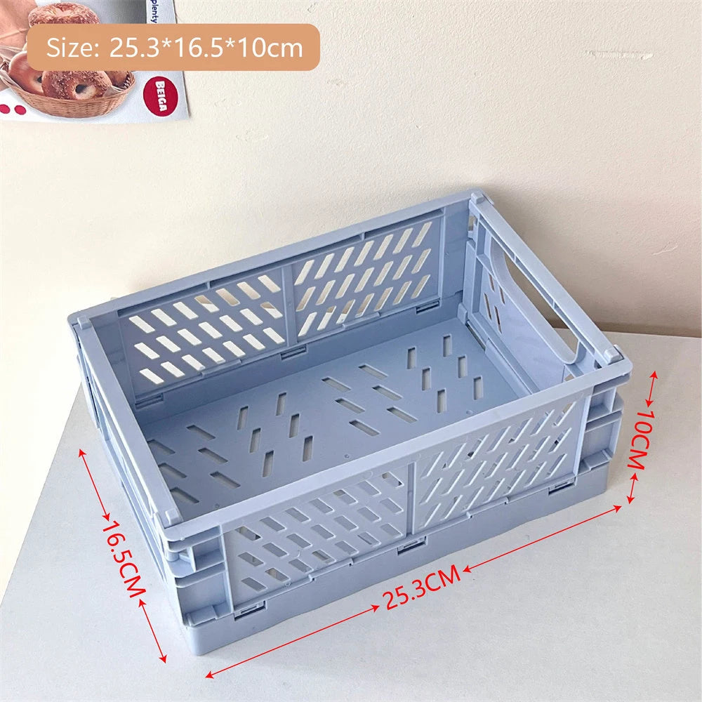 Foldable Storage Basket – Multi-Use Collapsible PP Plastic Crate Foldable Storage Basket Babs Blue 25cm