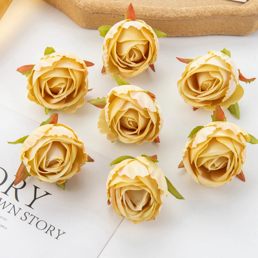 Artificial Silk Rose Heads 10/20 Pcs – DIY Décor & Crafts Artificial Silk Flowers Babs YELLOW 10 pcs