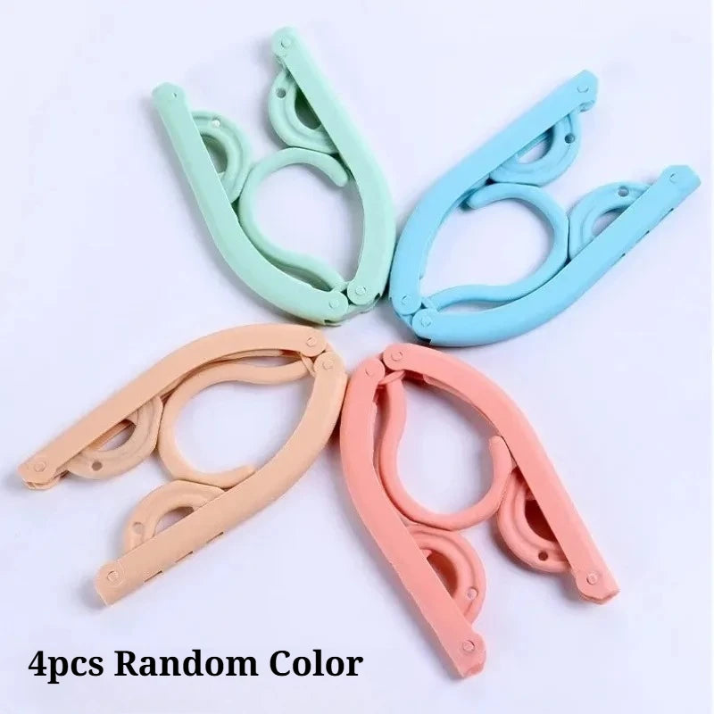 Portable Foldable Travel Clothes Hanger – Anti-Slip, Space-Saving Foldable Travel Hanger Babs 4pcs Random Color