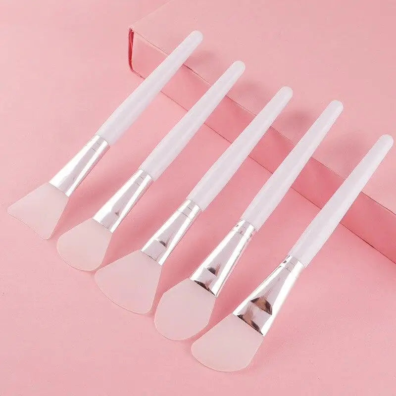 5-Piece Silicone Facial Mask Brush Set – Reusable Skin Care Tool Facial Mask Brush Babs white