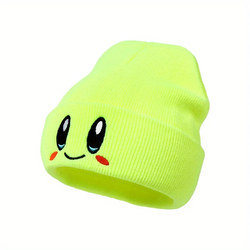 Big Eye Cartoon Knit Beanie – Unisex Winter Skull Cap Hat Knit Beanie Hat Babs Fluorescent yellow