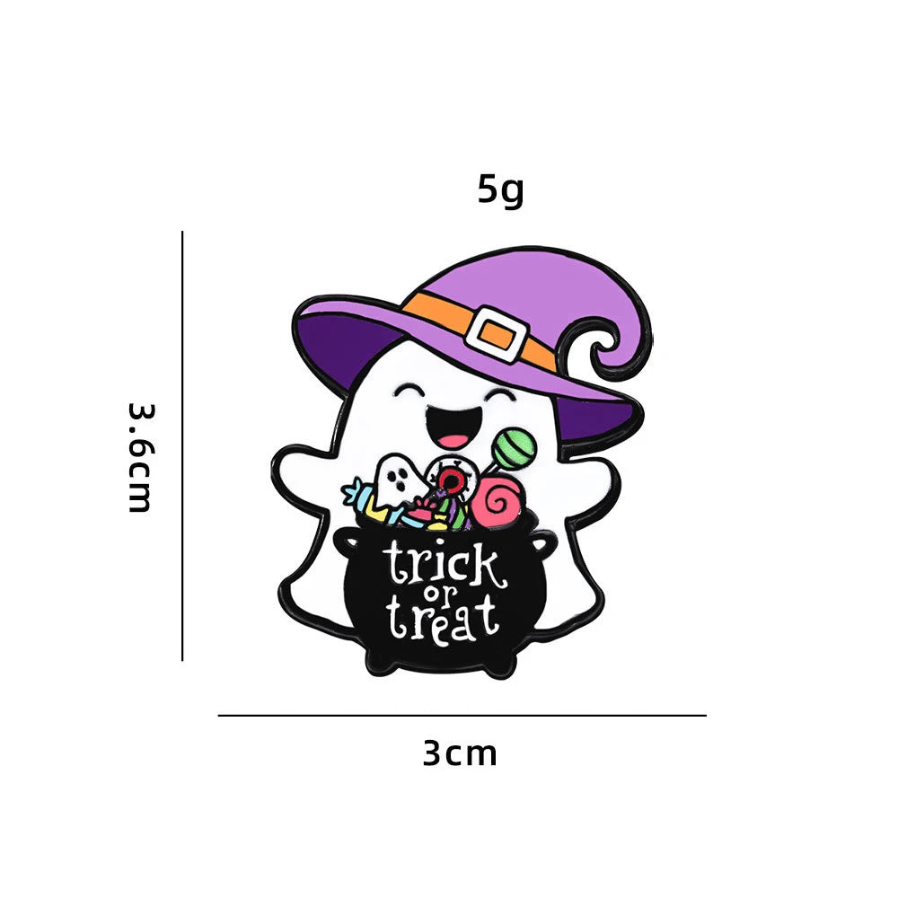 Halloween Metal Brooch Lapel Pins – Ghost, Pumpkin & Wizard Halloween Lapel Pin Babs 3