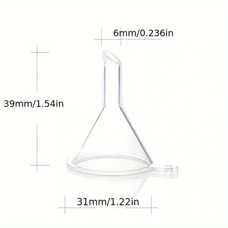 6pcs Mini Plastic Funnels – Perfume, Lotion & Lab Use Mini Portioning Funnels Babs