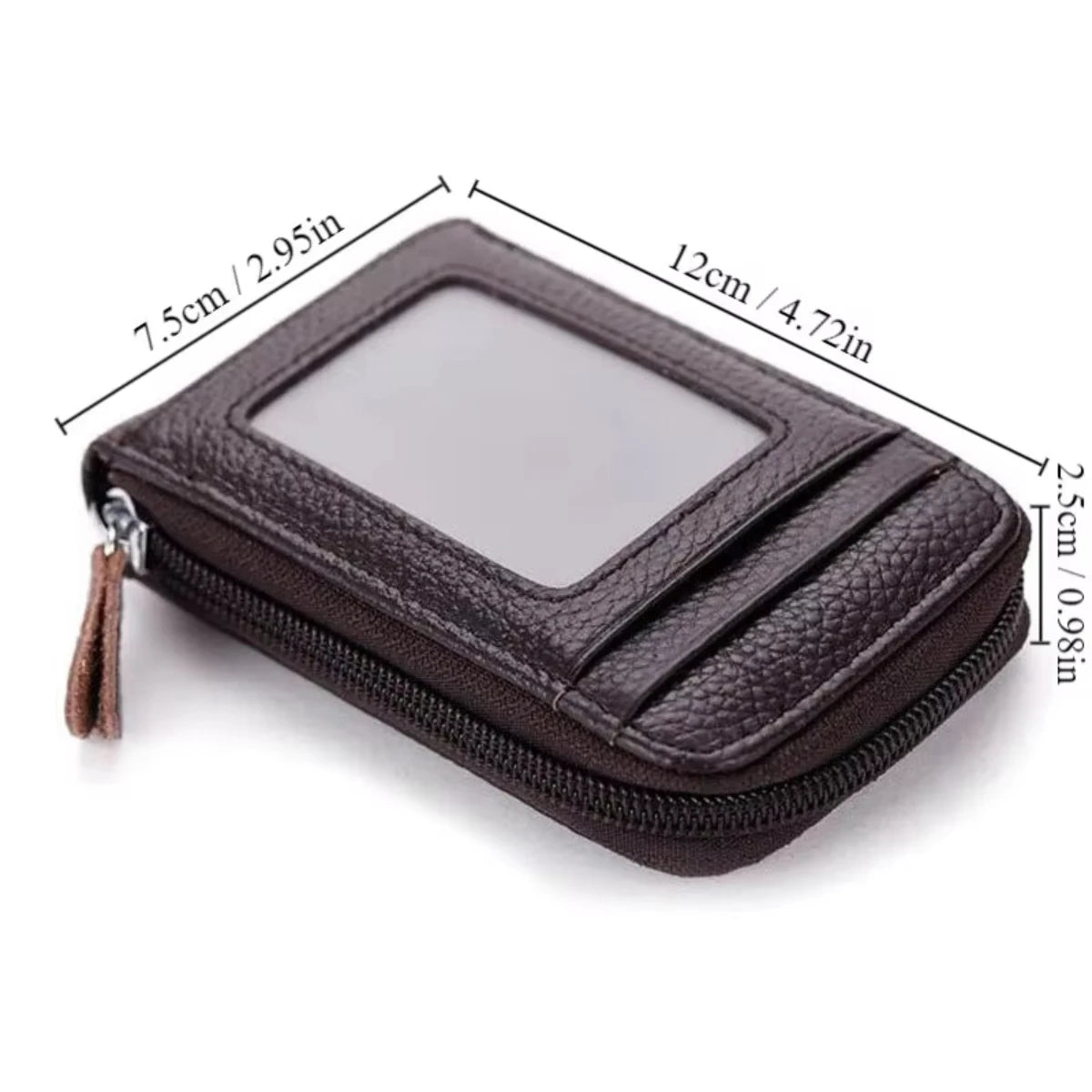 Korean Leather Accordion Card Wallet – Zipper Organizer Holder Card Holder Wallet Babs 1pc brown