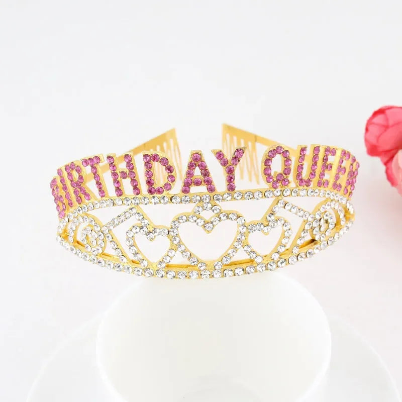 Queen Rhinestone Crown Tiara – Silver & Gold Princess Cosplay Rhinestone Crown Tiara Babs 1