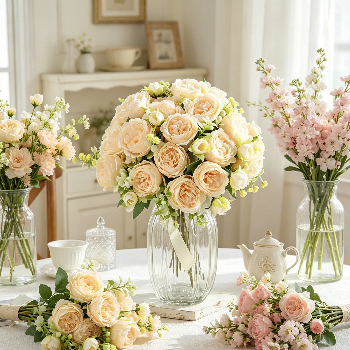 Artificial Silk Peony Flowers – Wedding & Home Décor Bouquet Artificial Silk Flowers Babs